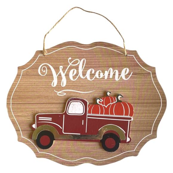 Fall Wreath Kit | Red Truck Welcome Sign & Pumpkin Ribbon Bundle | Autumn DIY - Picture 8 of 9